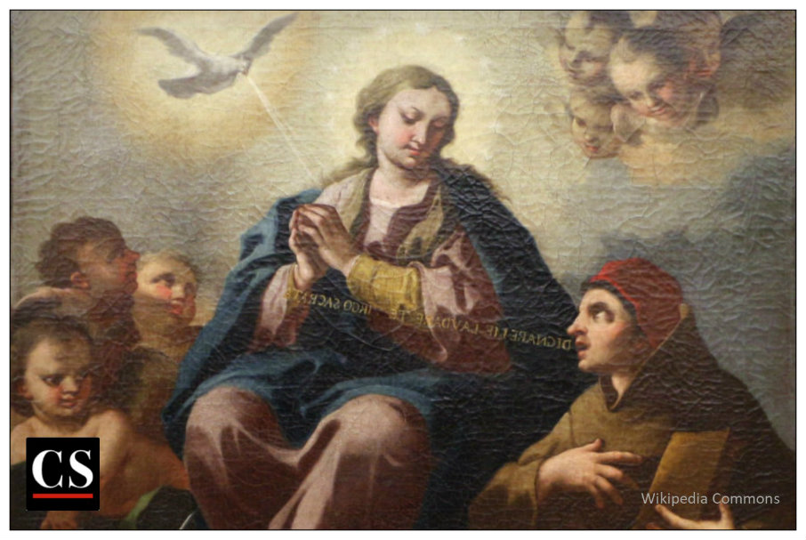 Saints praising Mary