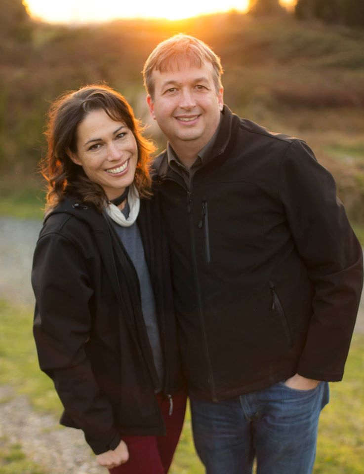 tom and kari outside