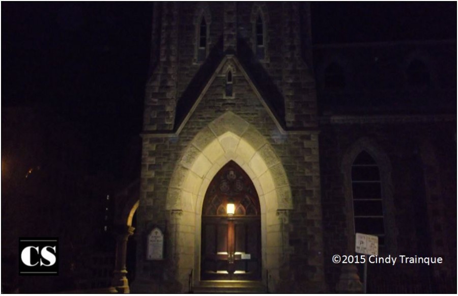 church, door, entry, night, parish