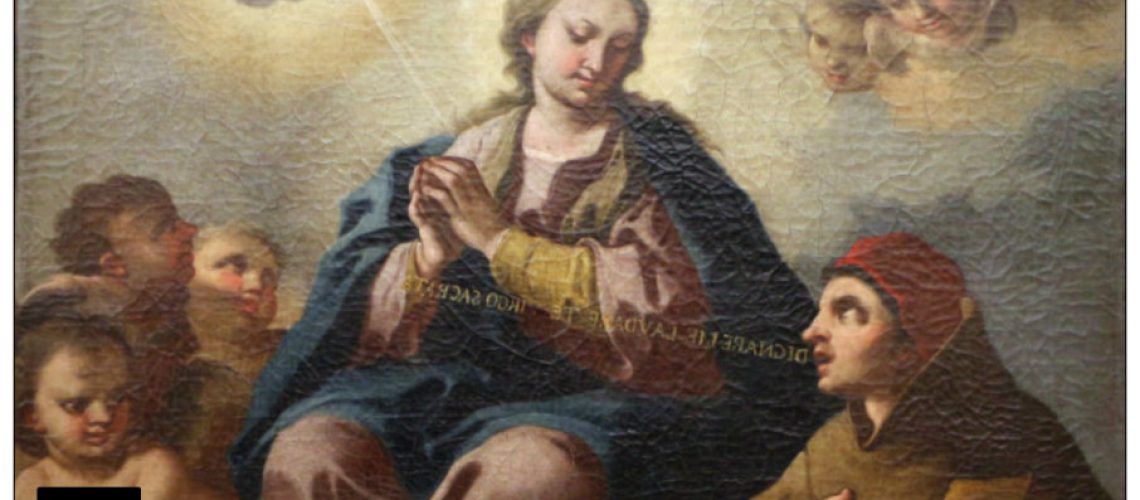 Saints praising Mary