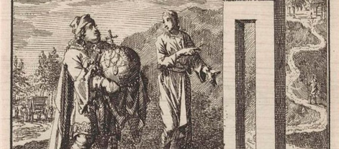 YR0146677_Man-with-a-globe-is-too-wide-for-the-narrow-gate-that-leads-to-the-narrow-road